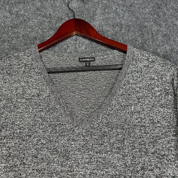 Express Sweater Womens XS Gray Knit Side Zip High Low Hem Boxy Lagenlook Knit - Picture 3 of 7